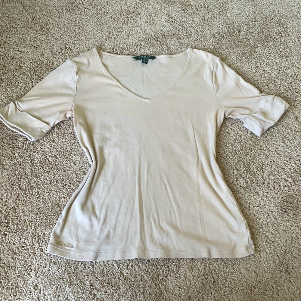 Ralph Lauren Cuffed Sleeve Top Size M
